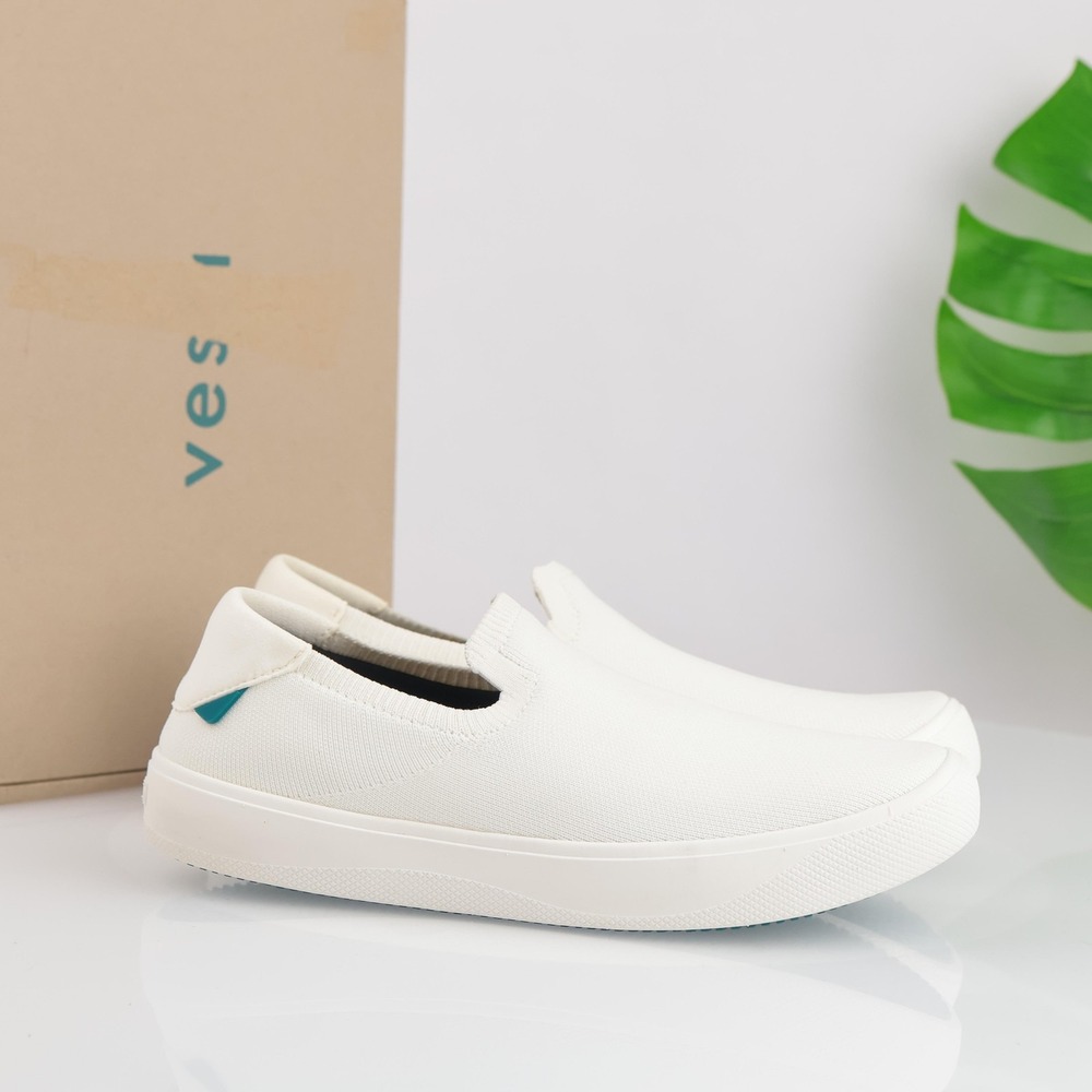 Vessi Shoe Womens Boardwalk Slip-On Size 8 Waterproof White Knit Sneaker Comfort